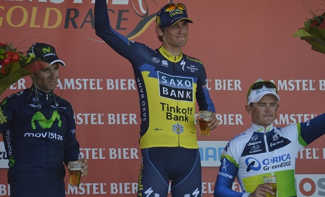 Podium beim Amstel Gold Race 2013 mit Sieger Roman Kreuziger (Saxo-Tinkoff) - Foto: Christopher Jobb / www.christopherjobb.de
