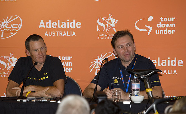 Lance Armstrong (l.) und Johann Bruyneel im Jahr 2009 