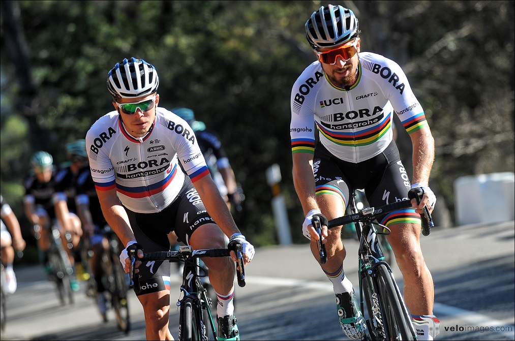 Weltmeister Peter Sagan (rechts) im Trikot seines neuen Teams Bora-hansgrohe