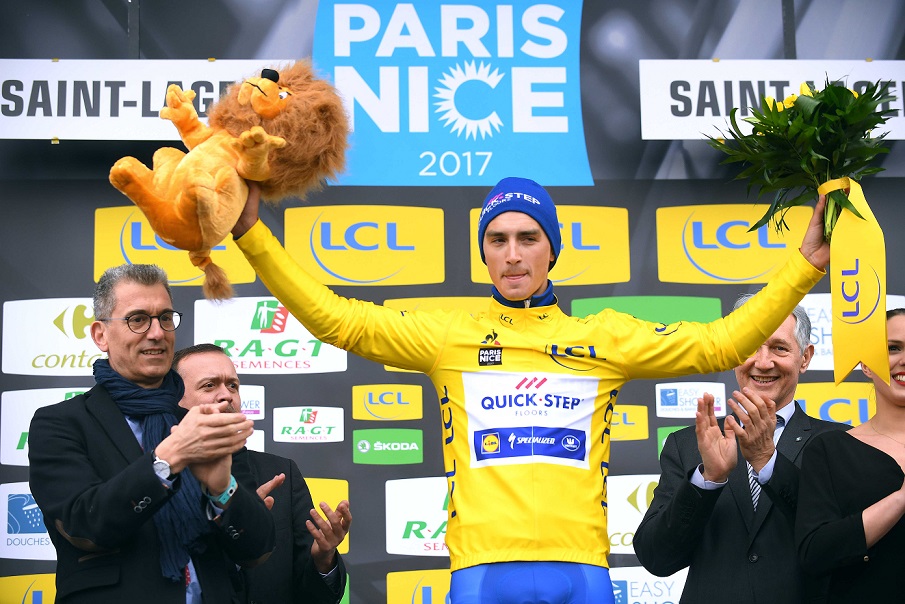 Tagessieger und neuer Mann in Gelb bei Paris-Nizza: Julian Alaphlippe - Foto: © Quick-Step Floors Cycling Team/ Tim De Waele 