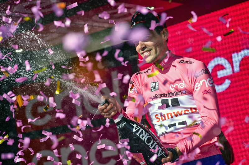 Fährt beim 100. Giro d'Italia weiterhin Rosa: Tom Dumoulin (Sunweb) - Foto: © Cor Vos / Team Sunweb