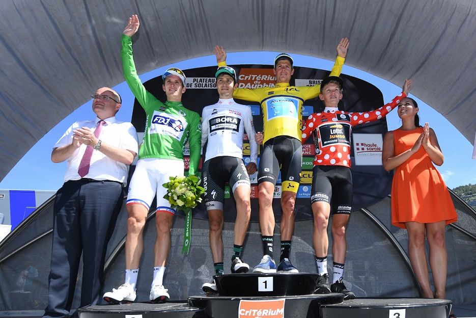 Die Gewinner der vier Wertungstrikots beim 69. Critérium du Dauphiné -