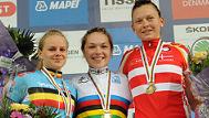 Podium der Juniorinnen im WM-Straßenrennen 2011 in Kopenhagen