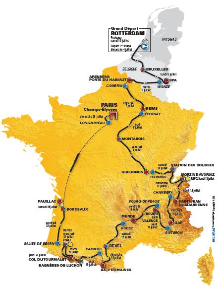Etappenplan 97. Tour de France - Grafik: www.letour.fr